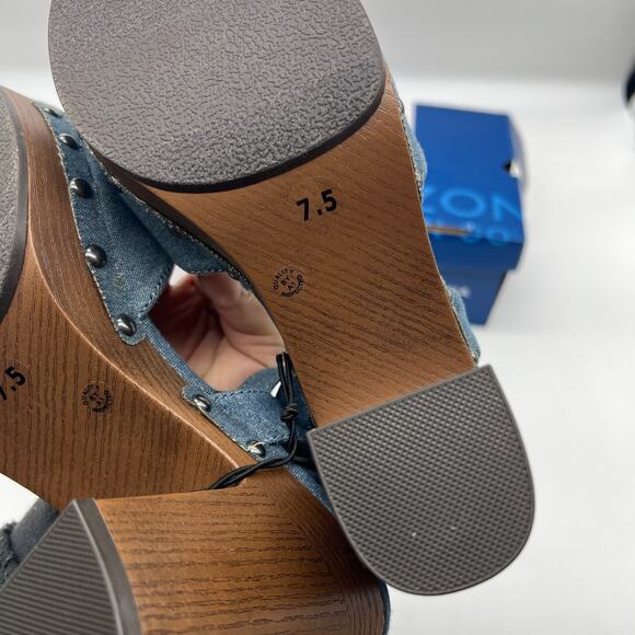 Arizona Jean Co Womens Heather Heeled Sandals Blue Denim Size 7.5M - Picture 11 of 16